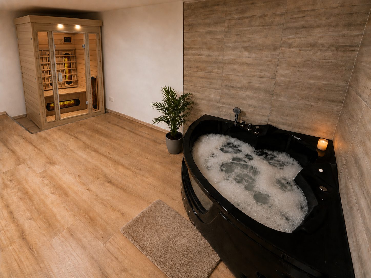 Minilux wellness rész jakuzzival és szaunával
